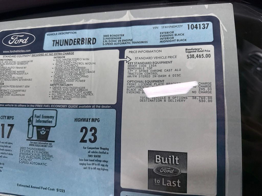 2002 Ford Thunderbird Base