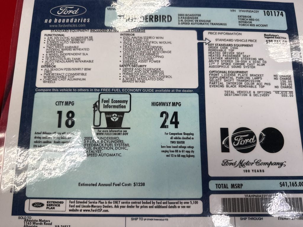 2003 Ford Thunderbird Base