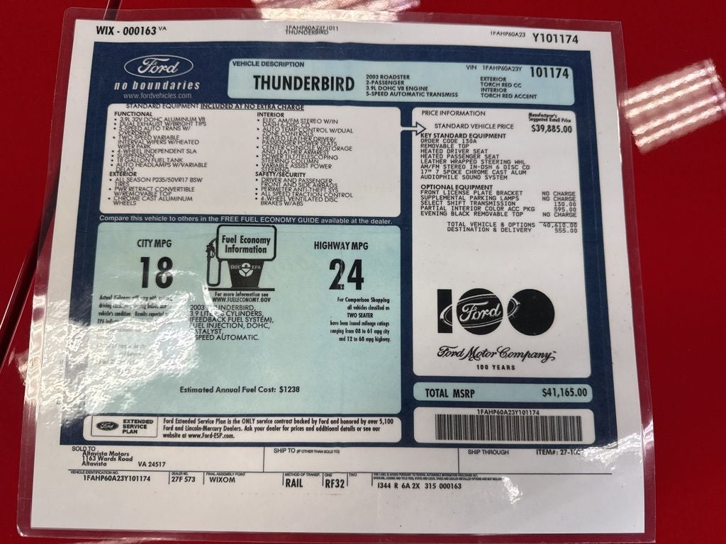 2003 Ford Thunderbird Base