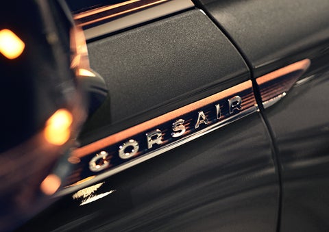 The stylish chrome badge reading “CORSAIR” is shown on the exterior of the vehicle. | Bill Collins Lincoln of Louisville in Louisville KY