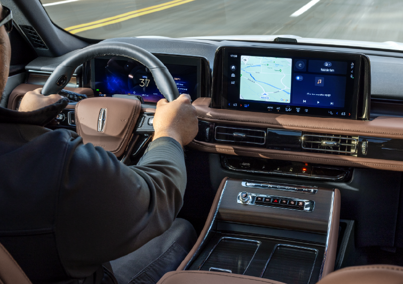 A person is driving a 2025 Lincoln Aviator® SUV from inside the cabin. | Bill Collins Lincoln of Louisville in Louisville KY